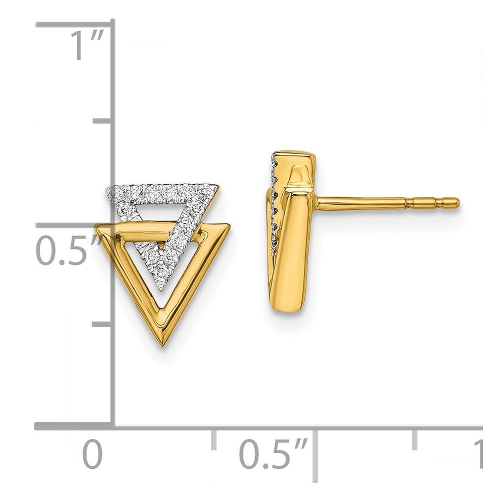 14k Polished Triangle Diamond Post Earrings