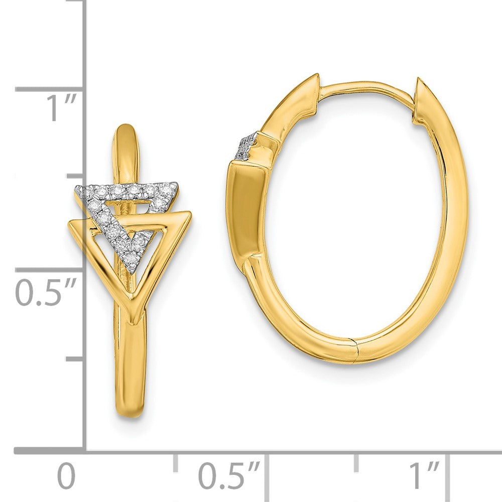 14k Polished Double Triangle Hinged Hoop Earrings