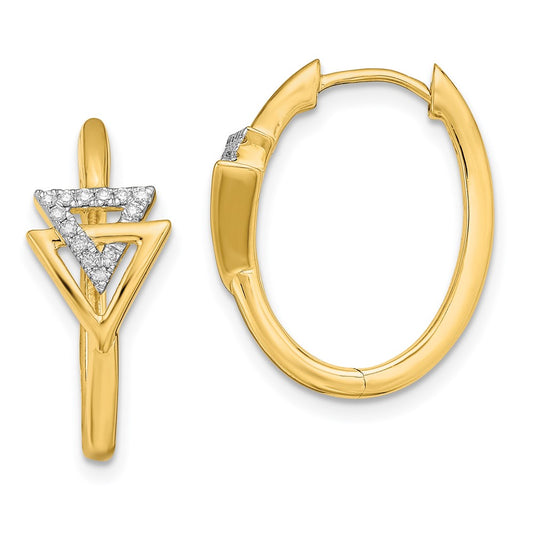 14k Polished Double Triangle Hinged Hoop Earrings