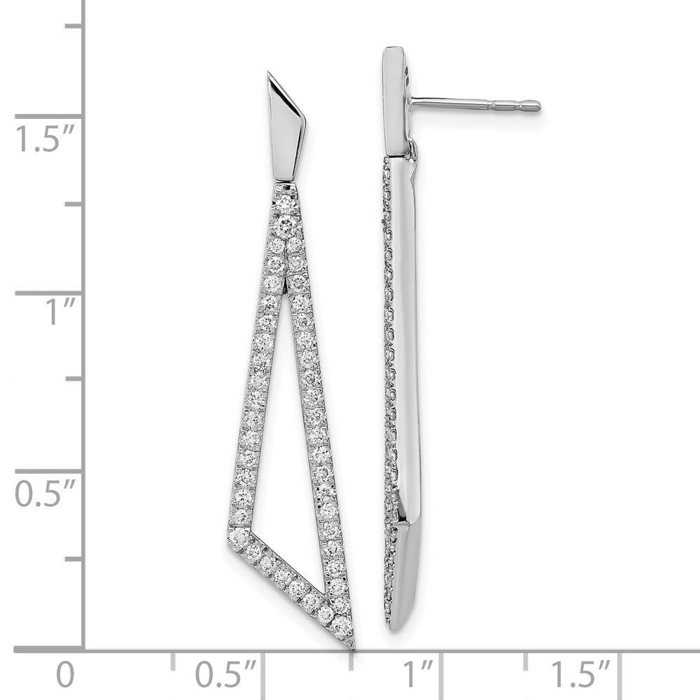 14k White Gold Diamond Triangle Post Earrings