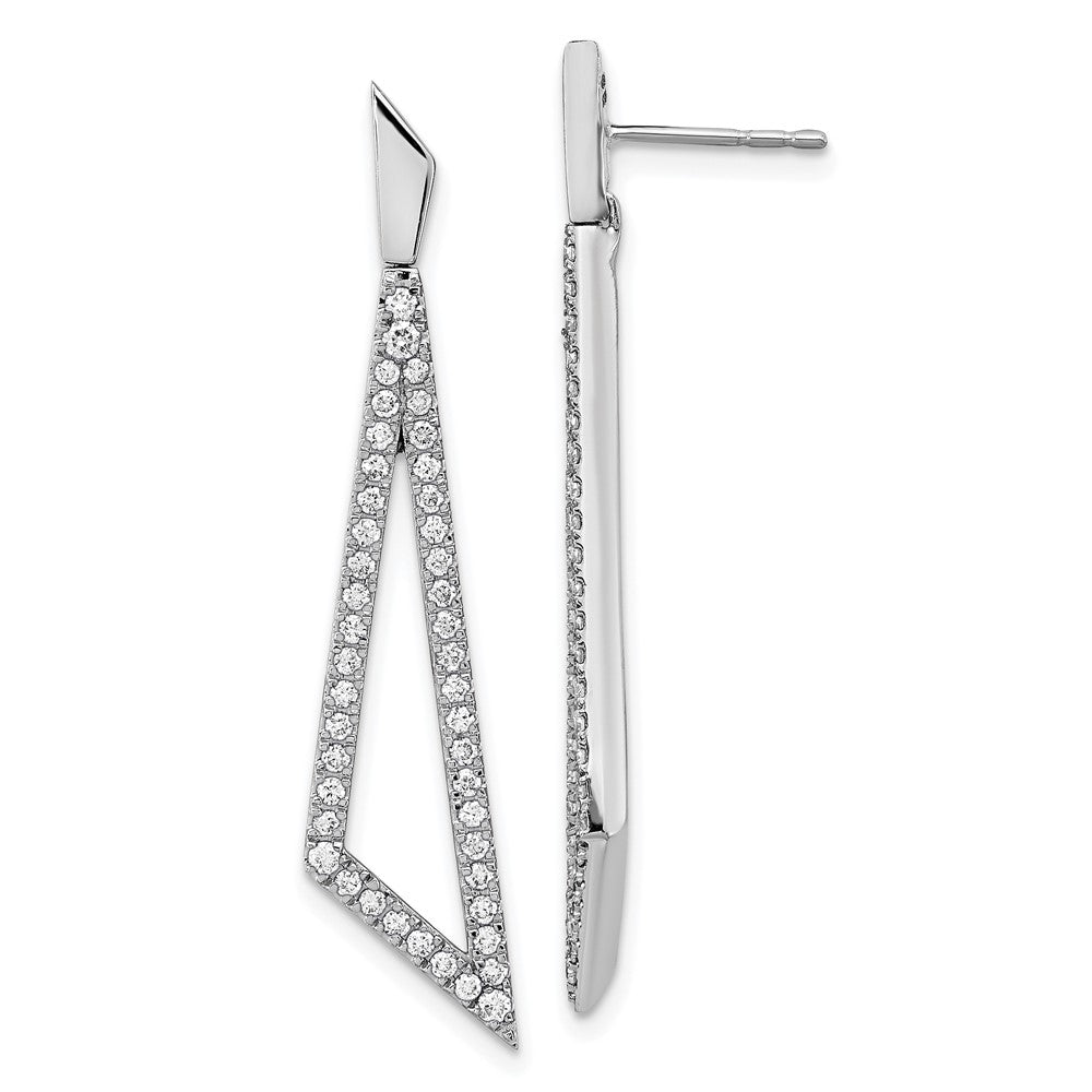 14k White Gold Diamond Triangle Post Earrings