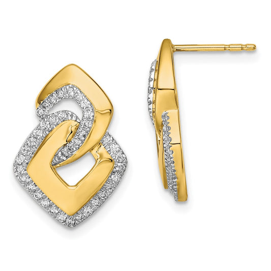 14k Polished Diamond Fancy Shaped Post Earrings