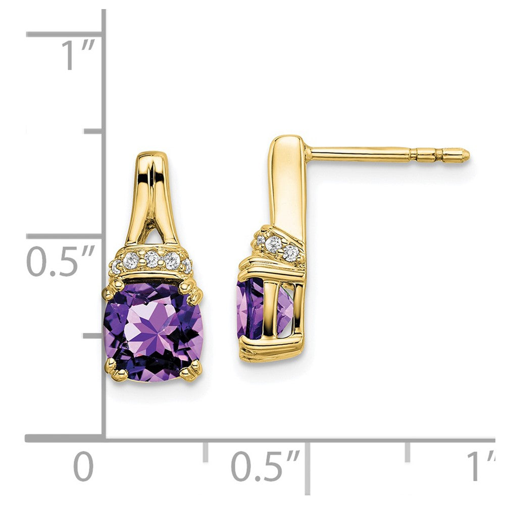 10k Yellow Gold Amethyst and Diamond Earrings