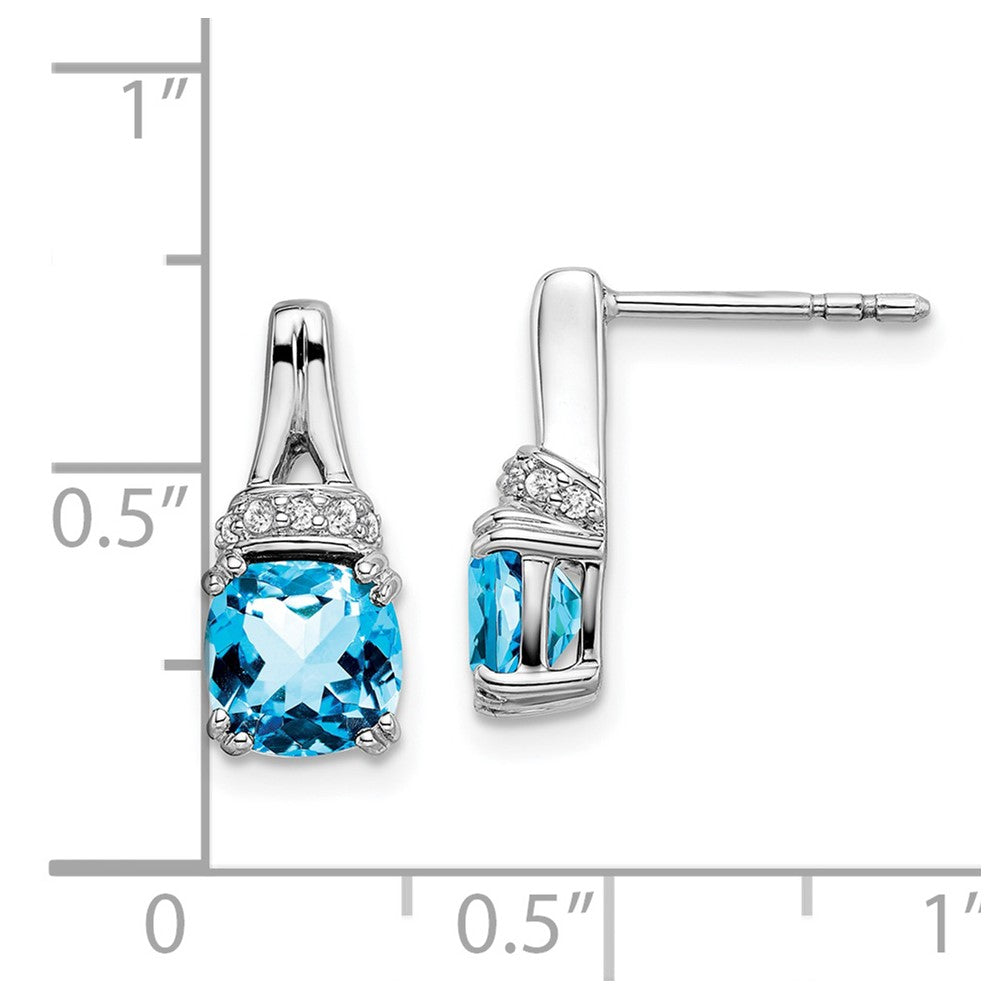 14k White Gold Blue Topaz and Diamond Earrings
