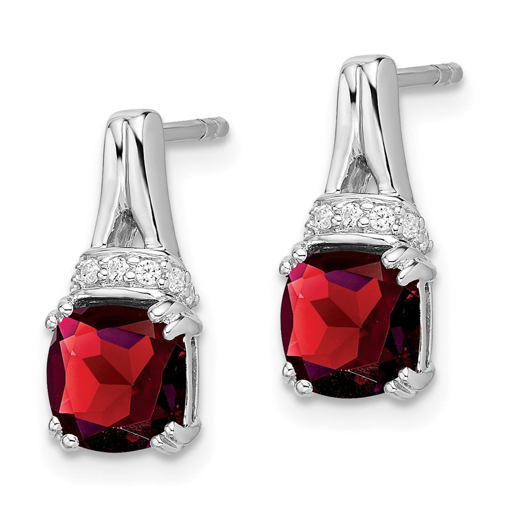14k White Gold Garnet and Diamond Earrings