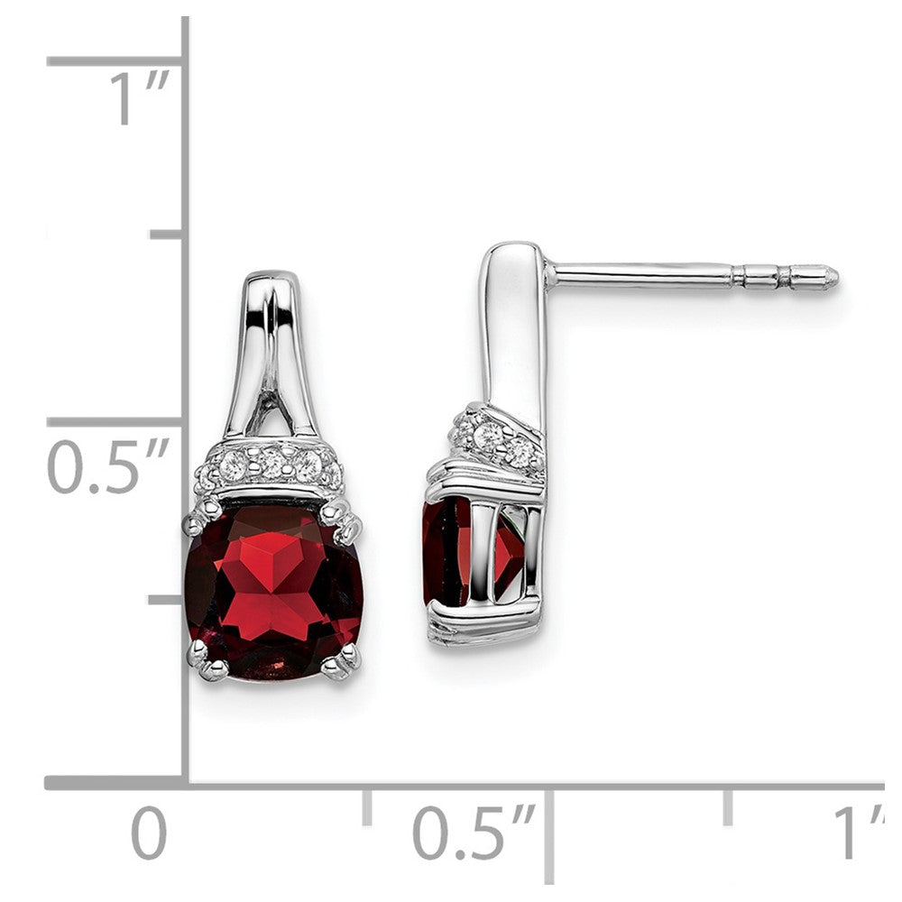 14k White Gold Garnet and Diamond Earrings
