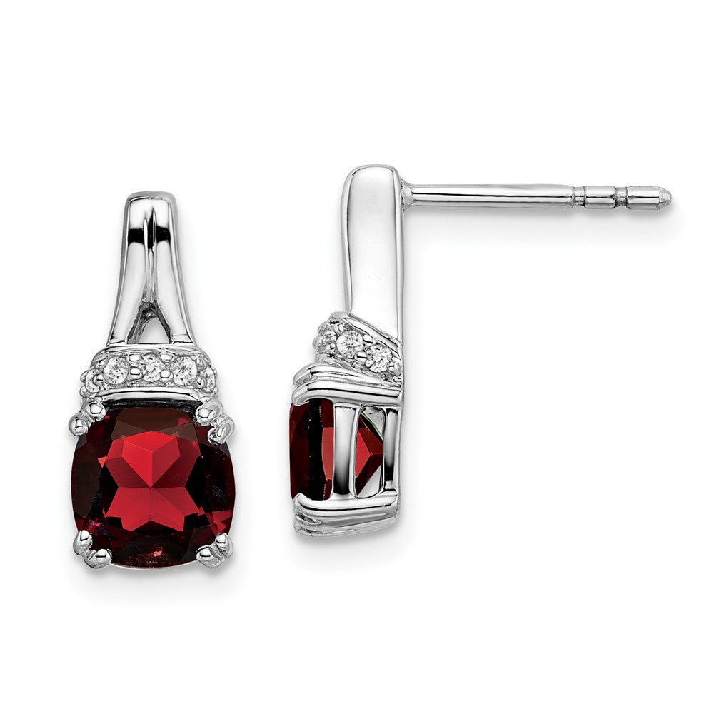 14k White Gold Garnet and Diamond Earrings