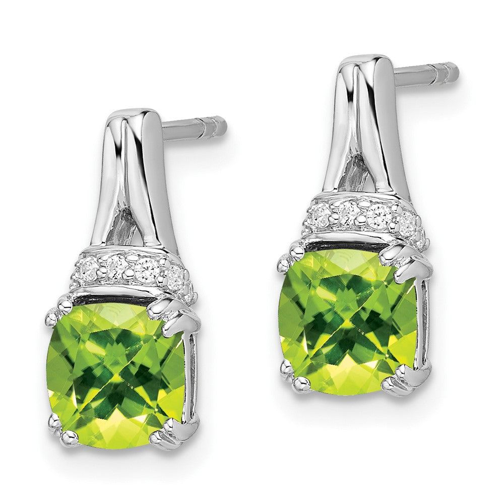 14k White Gold Peridot and Diamond Earrings