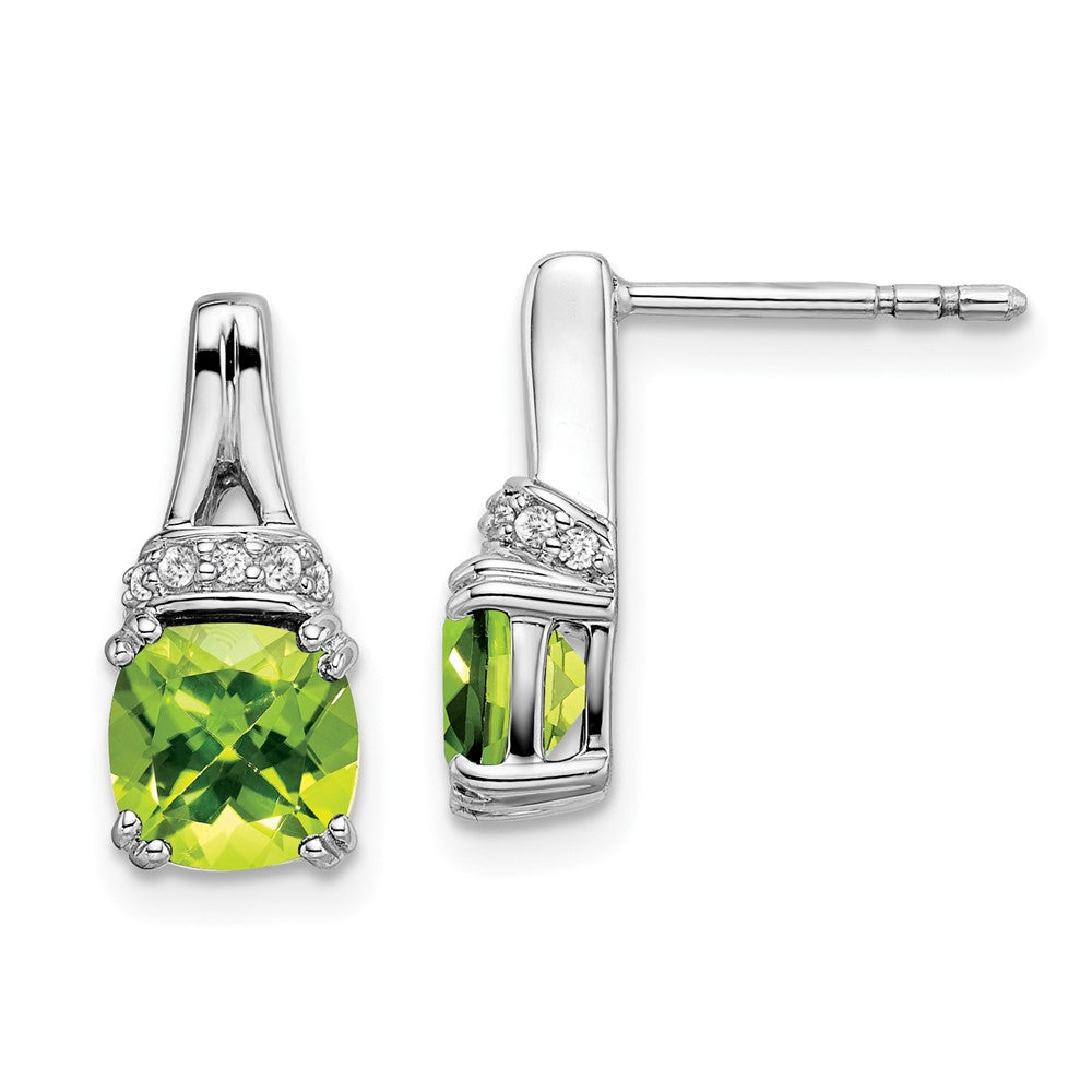 14k White Gold Peridot and Diamond Earrings