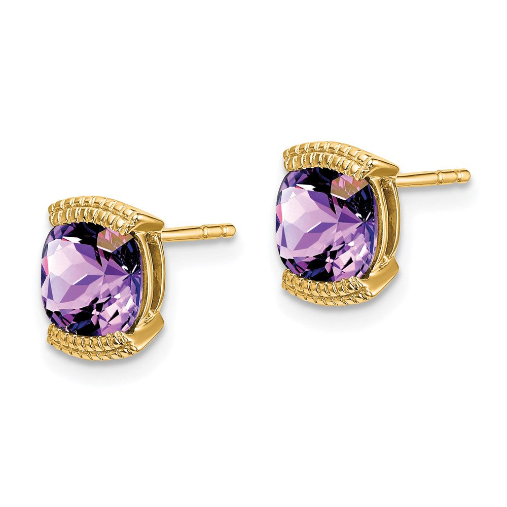 14k Amethyst Post Earrings