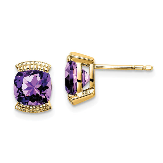 14k Amethyst Post Earrings