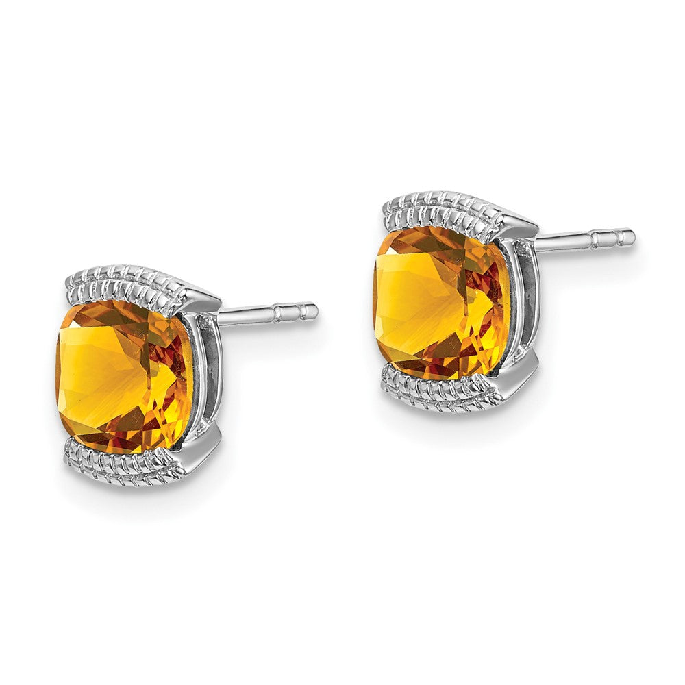 14k White Gold Citrine Post Earrings