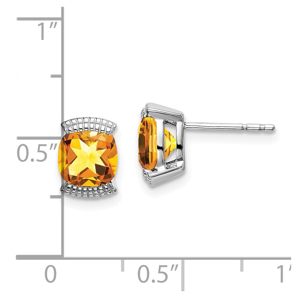 14k White Gold Citrine Post Earrings