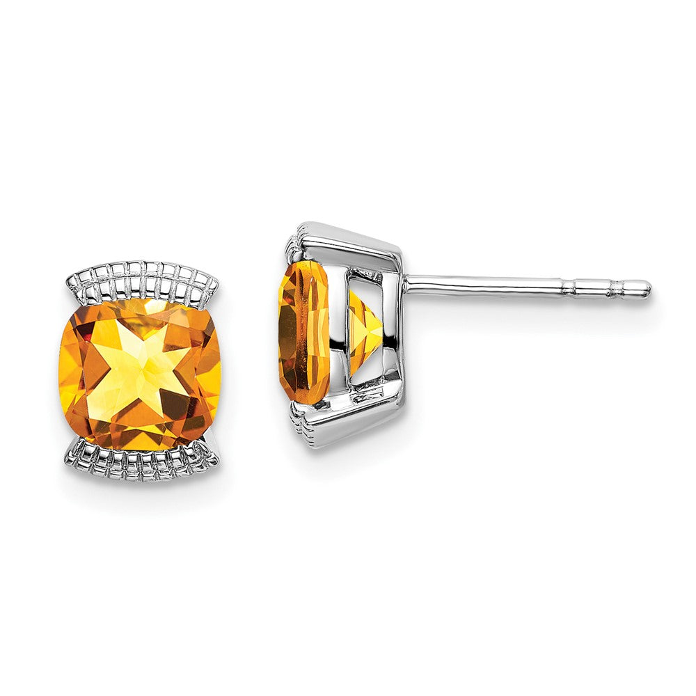 14k White Gold Citrine Post Earrings