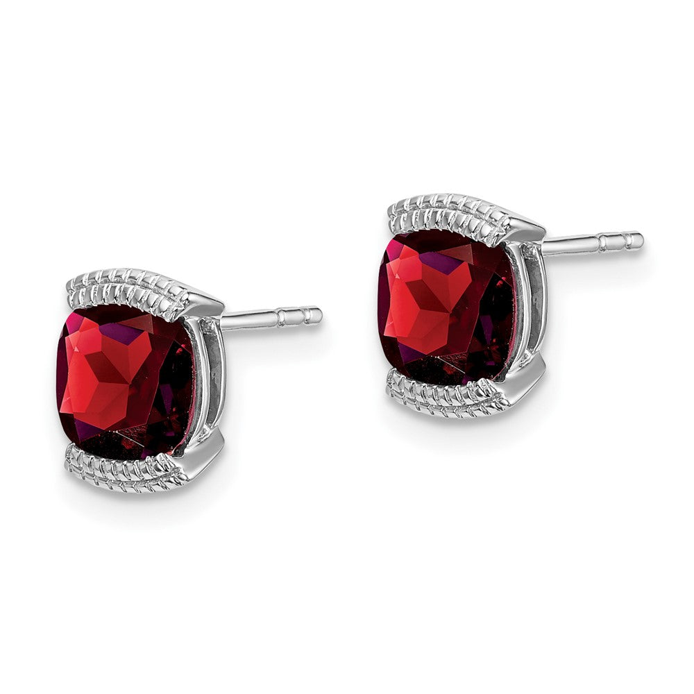 14k White Gold Garnet Post Earrings
