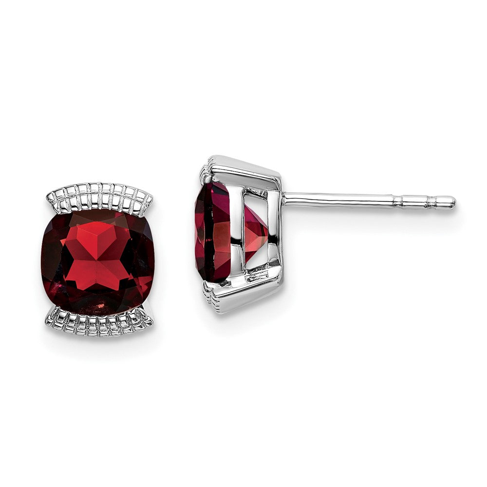 14k White Gold Garnet Post Earrings
