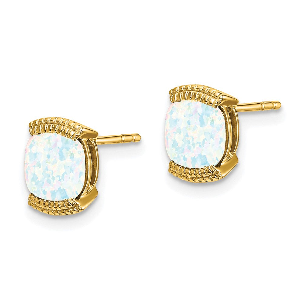 14k Created Opal Post Earrings