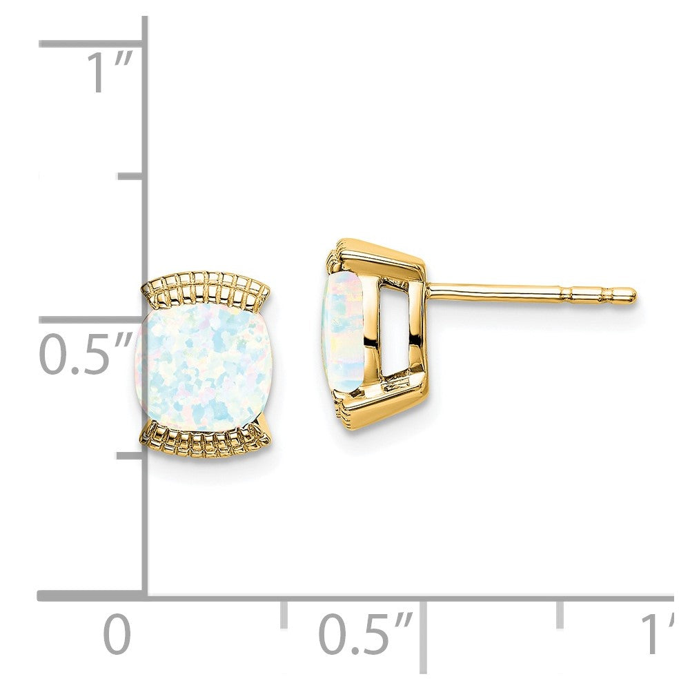 14k Created Opal Post Earrings