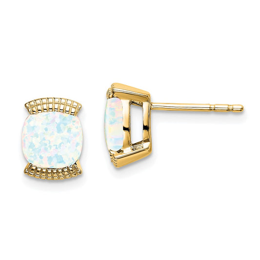 14k Created Opal Post Earrings