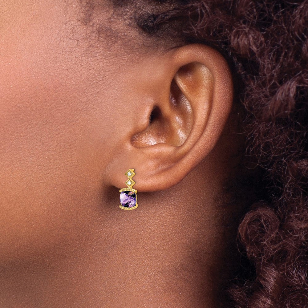 14k Amethyst and Diamond Earrings