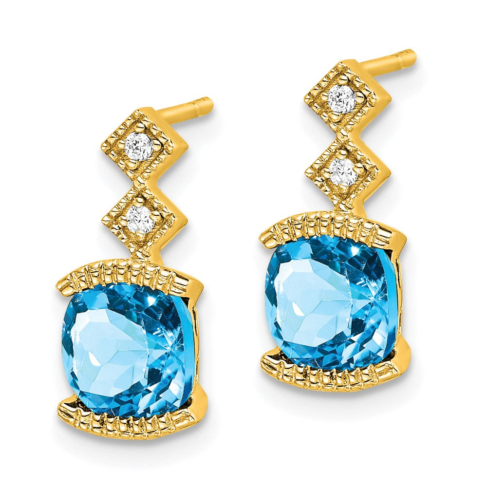 14k Blue Topaz and Diamond Earrings