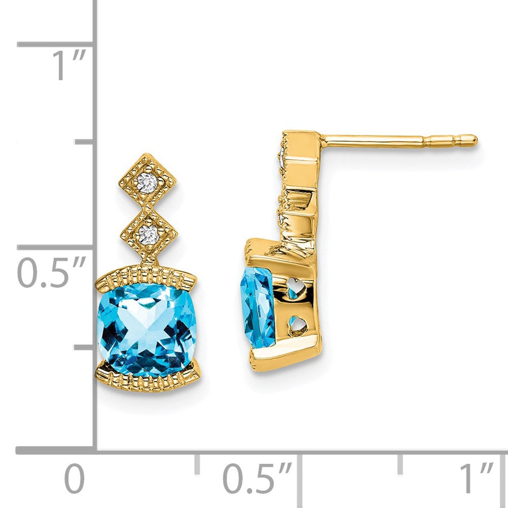 14k Blue Topaz and Diamond Earrings