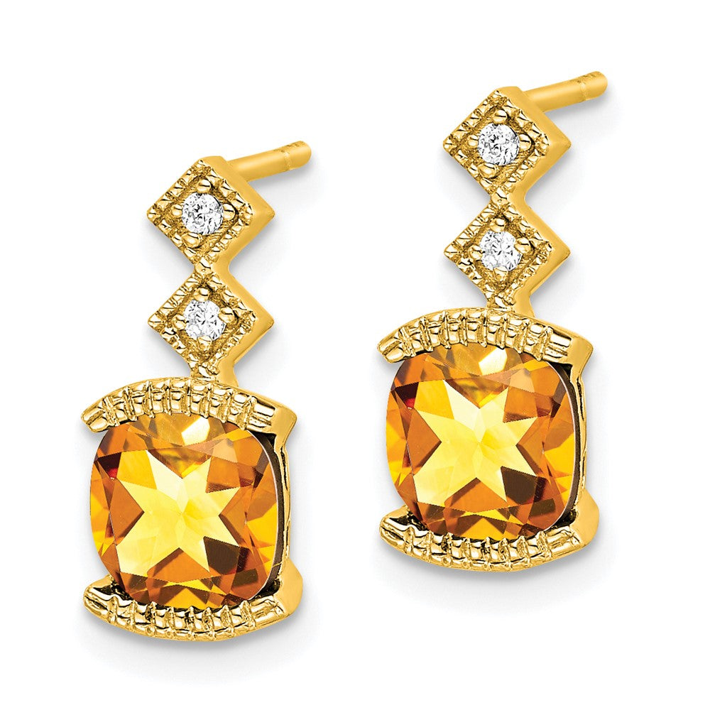 14k Citrine and Diamond Earrings