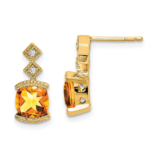 14k Citrine and Diamond Earrings