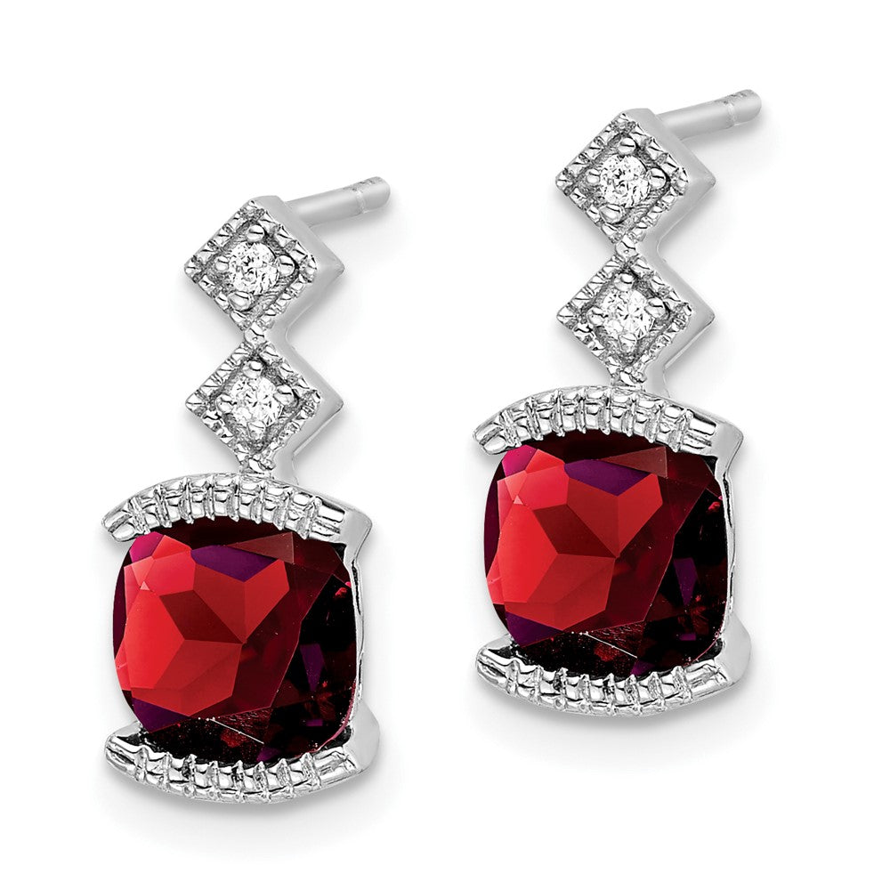 14k White Gold Garnet and Diamond Earrings
