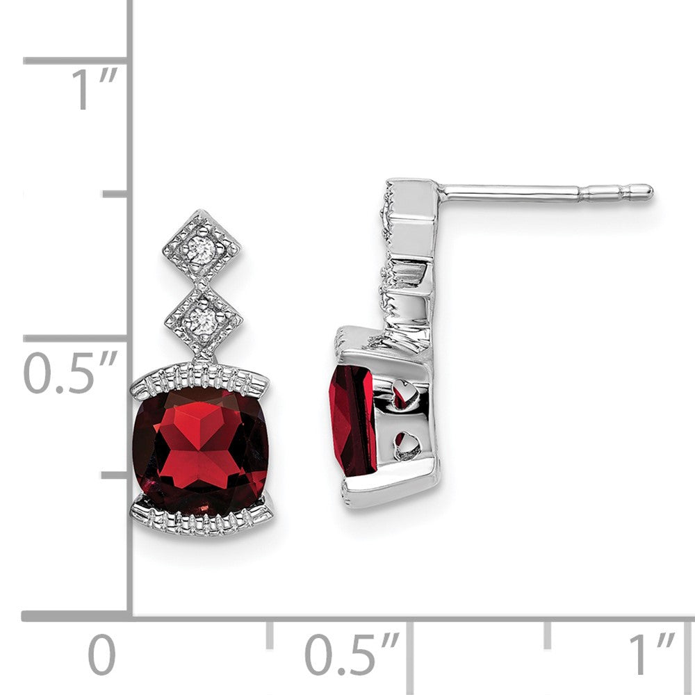 14k White Gold Garnet and Diamond Earrings
