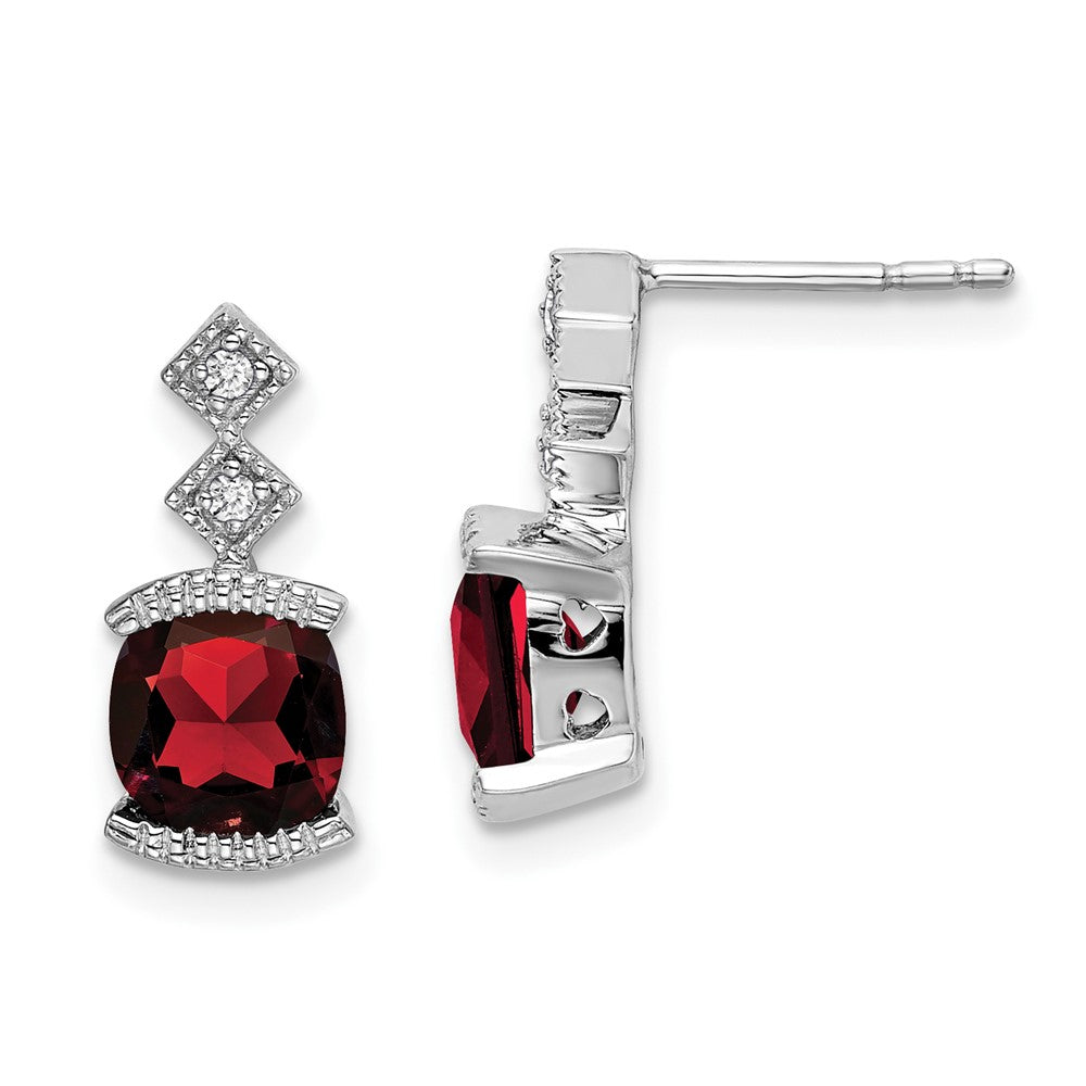 14k White Gold Garnet and Diamond Earrings