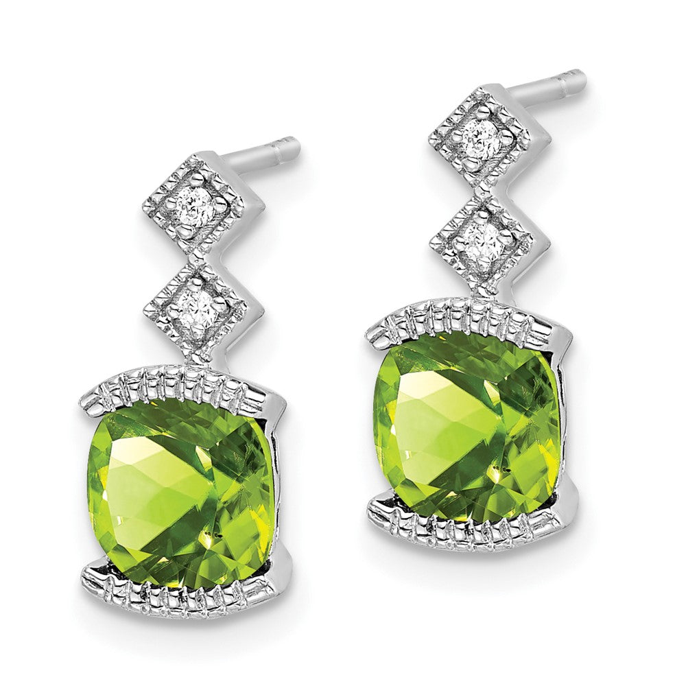 14k White Gold Peridot and Diamond Earrings