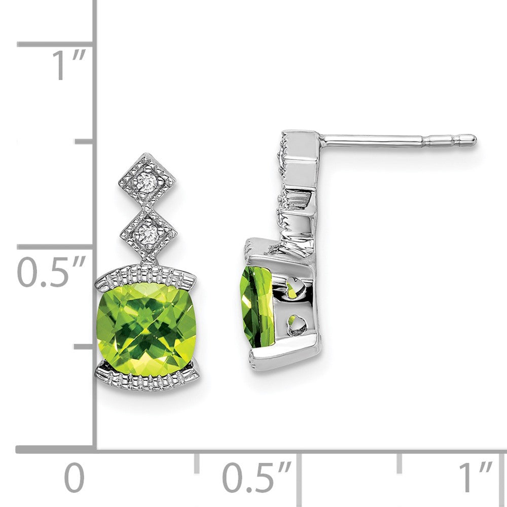 14k White Gold Peridot and Diamond Earrings