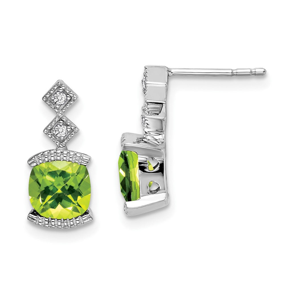 14k White Gold Peridot and Diamond Earrings