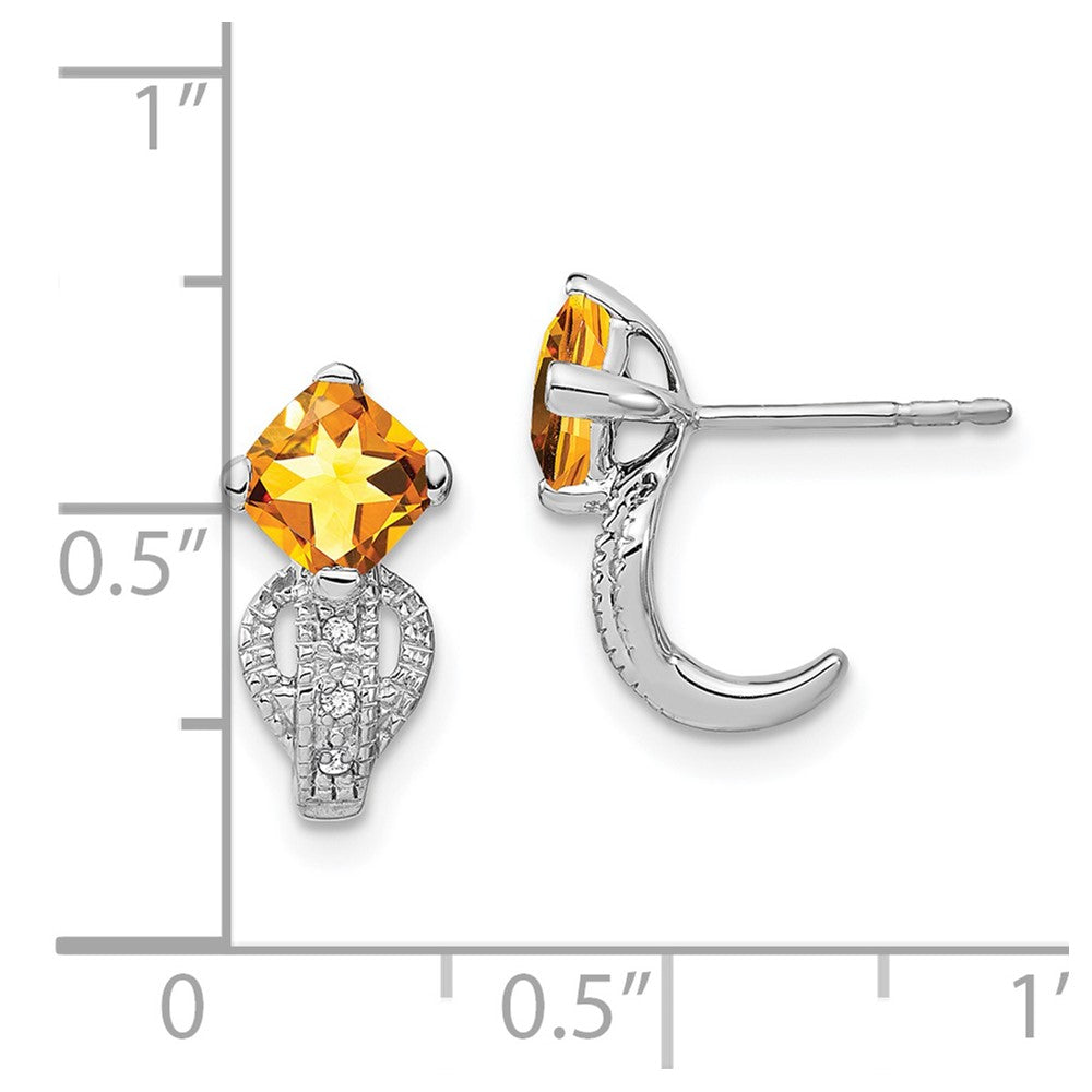 14k White Gold Citrine and Diamond Earrings