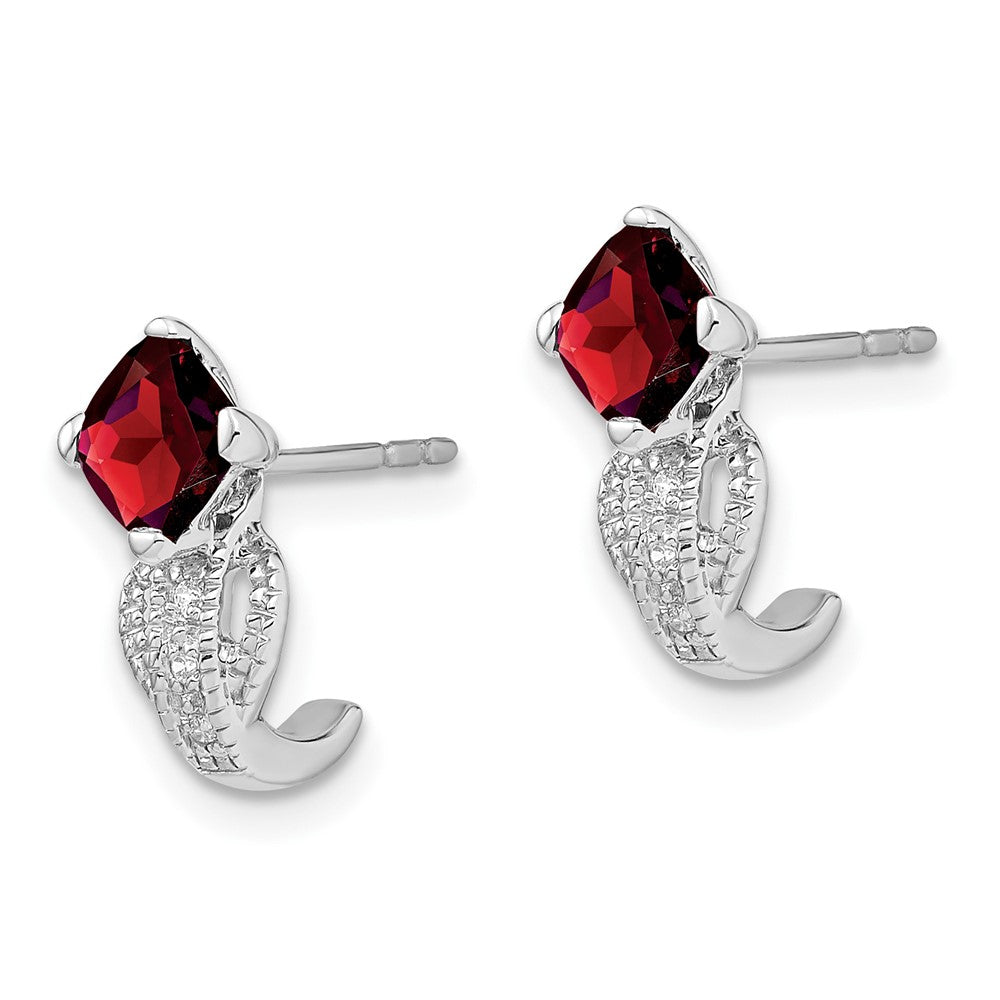 14k White Gold Garnet and Diamond Earrings