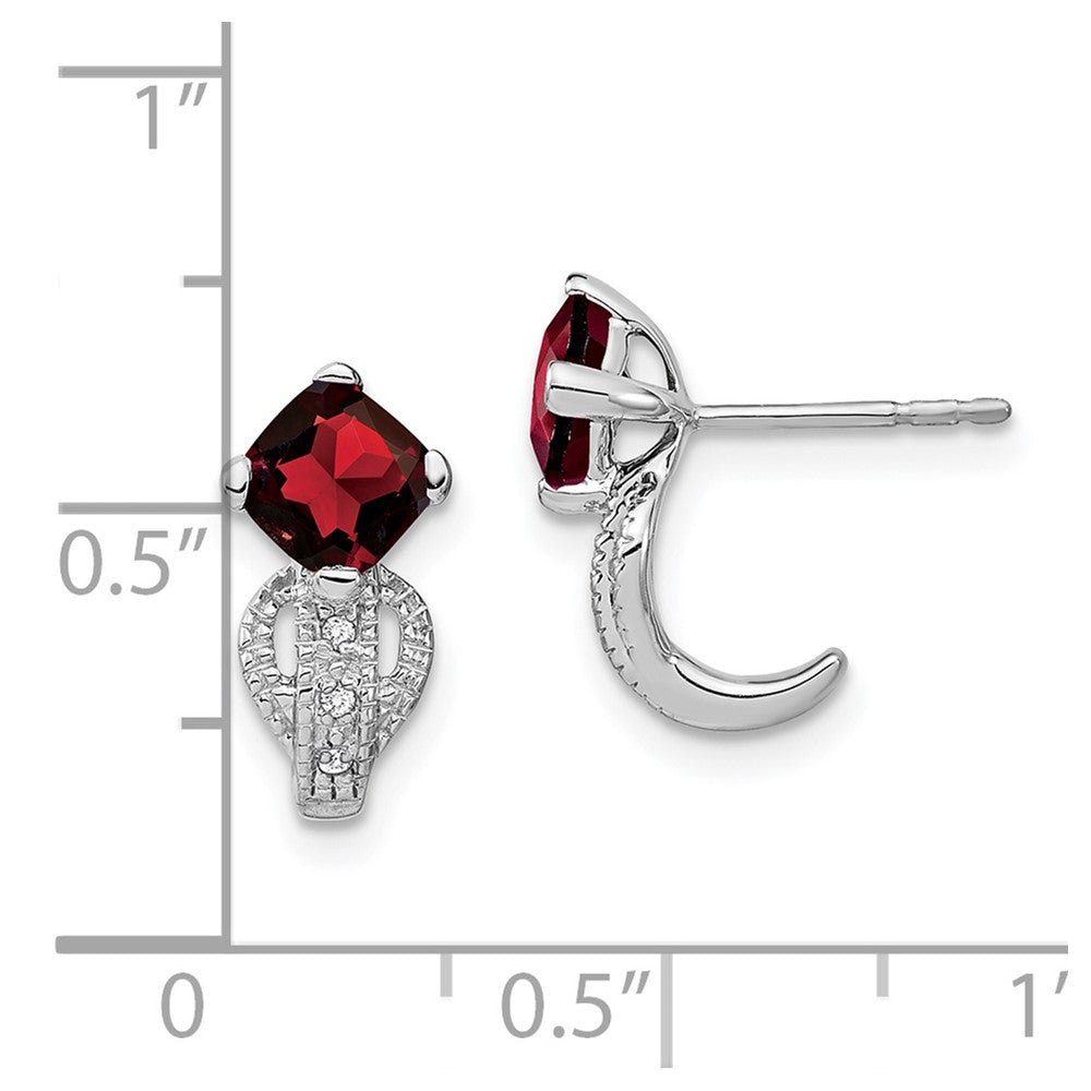 14k White Gold Garnet and Diamond Earrings
