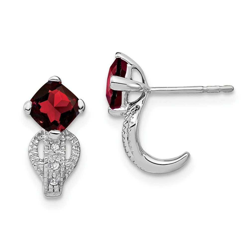 14k White Gold Garnet and Diamond Earrings