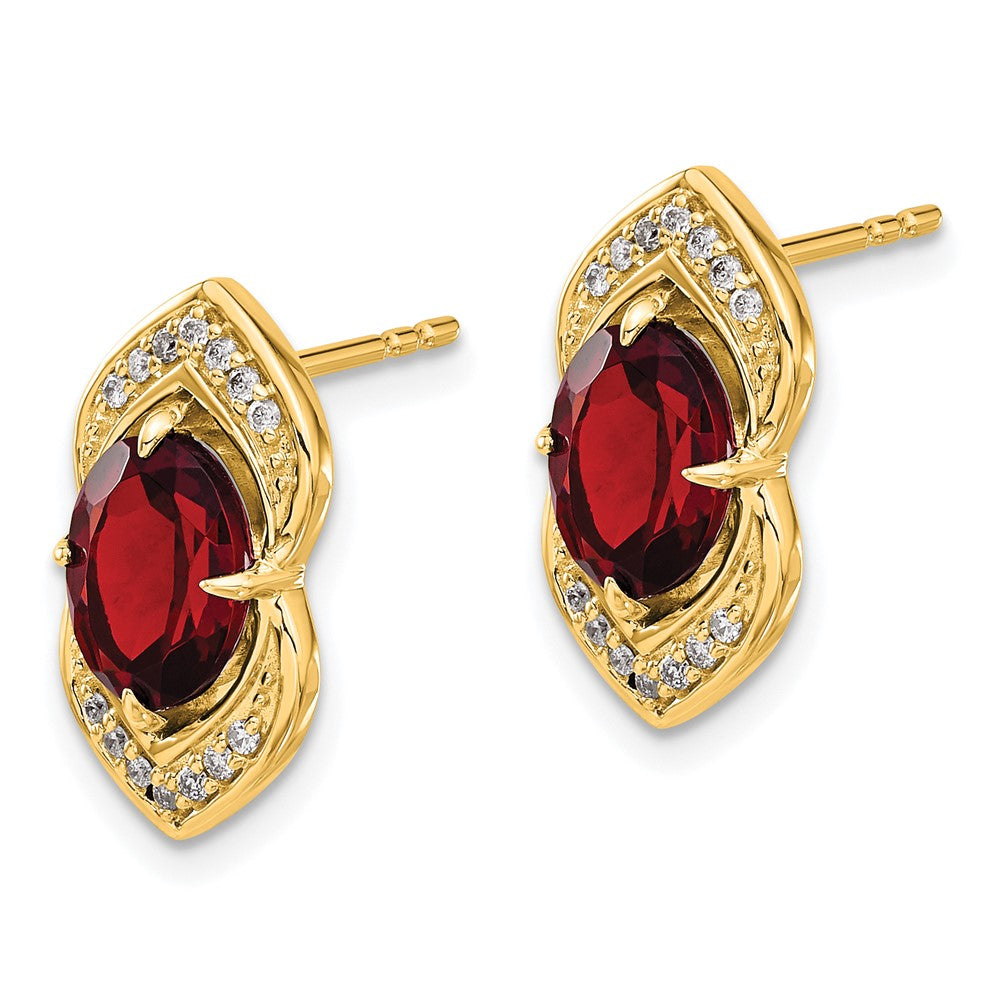 14k Garnet and Diamond Post Earrings