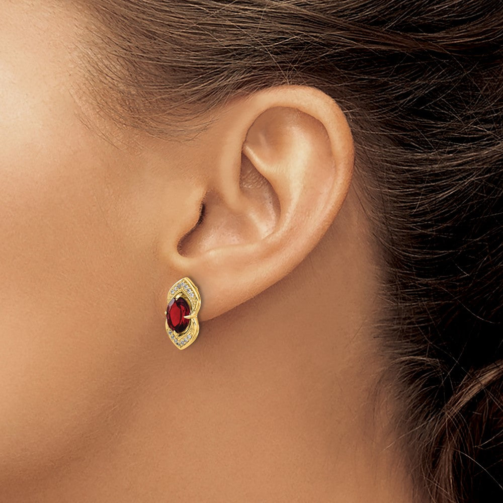 14k Garnet and Diamond Post Earrings