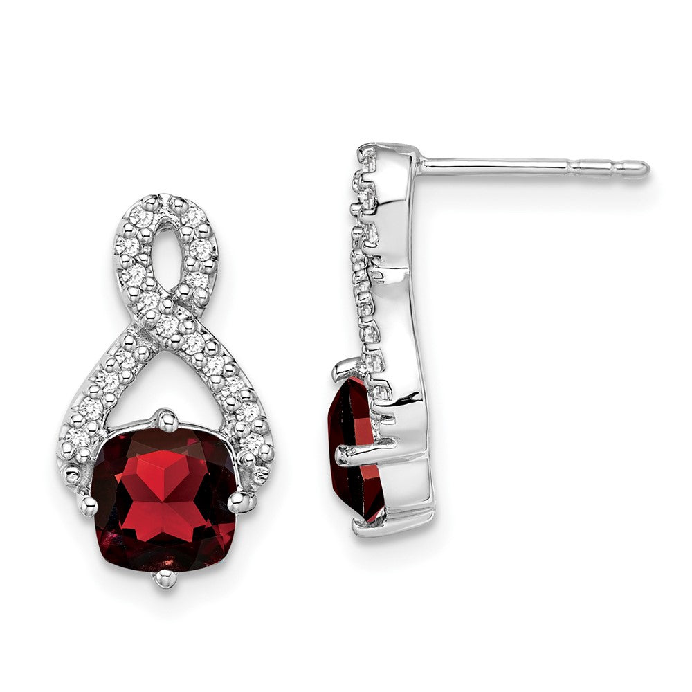 14k White Gold Garnet and Diamond Earrings