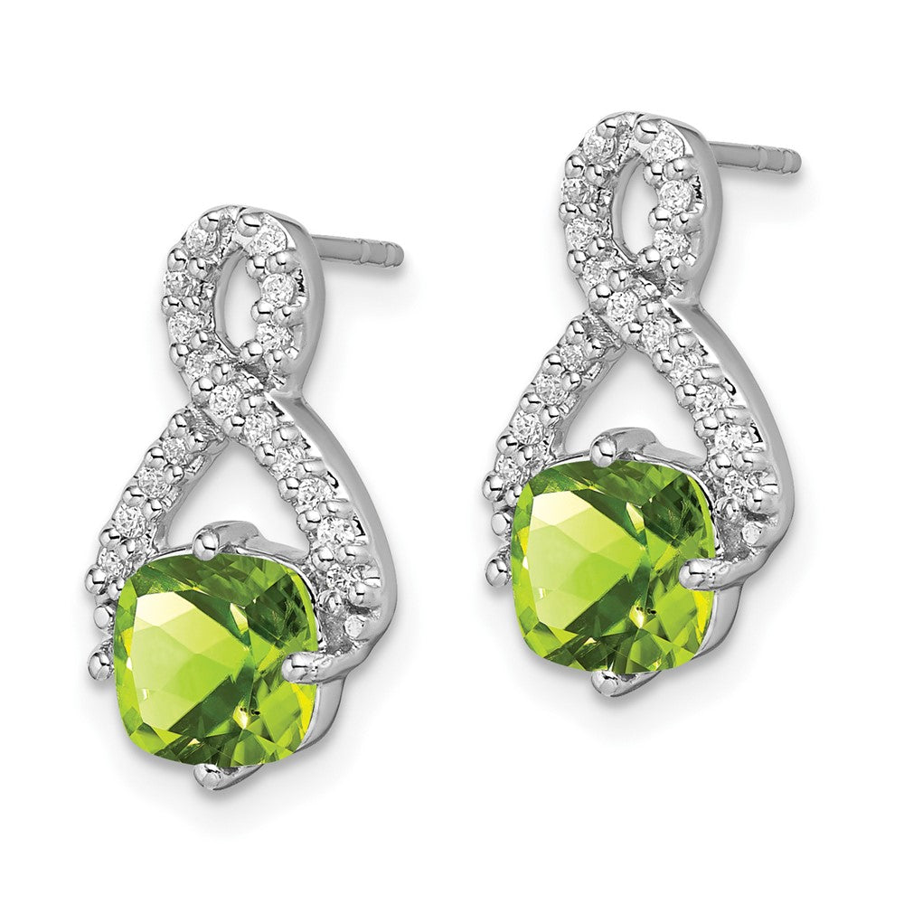 14k White Gold Peridot and Diamond Earrings