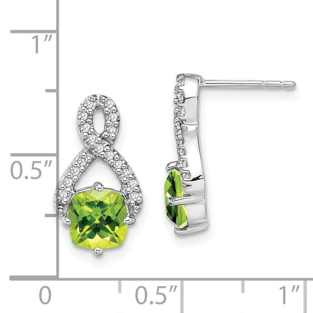 14k White Gold Peridot and Diamond Earrings