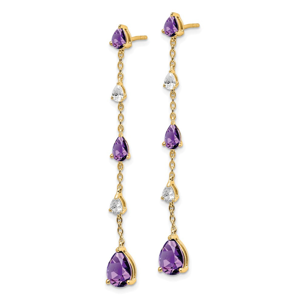 14k Amethyst and White Topaz Dangle Earrings