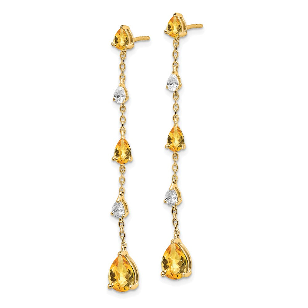 14k Citrine and White Topaz Dangle Earrings