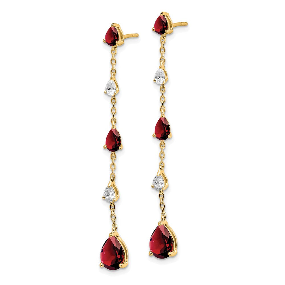 14k Garnet and White Topaz Dangle Earrings