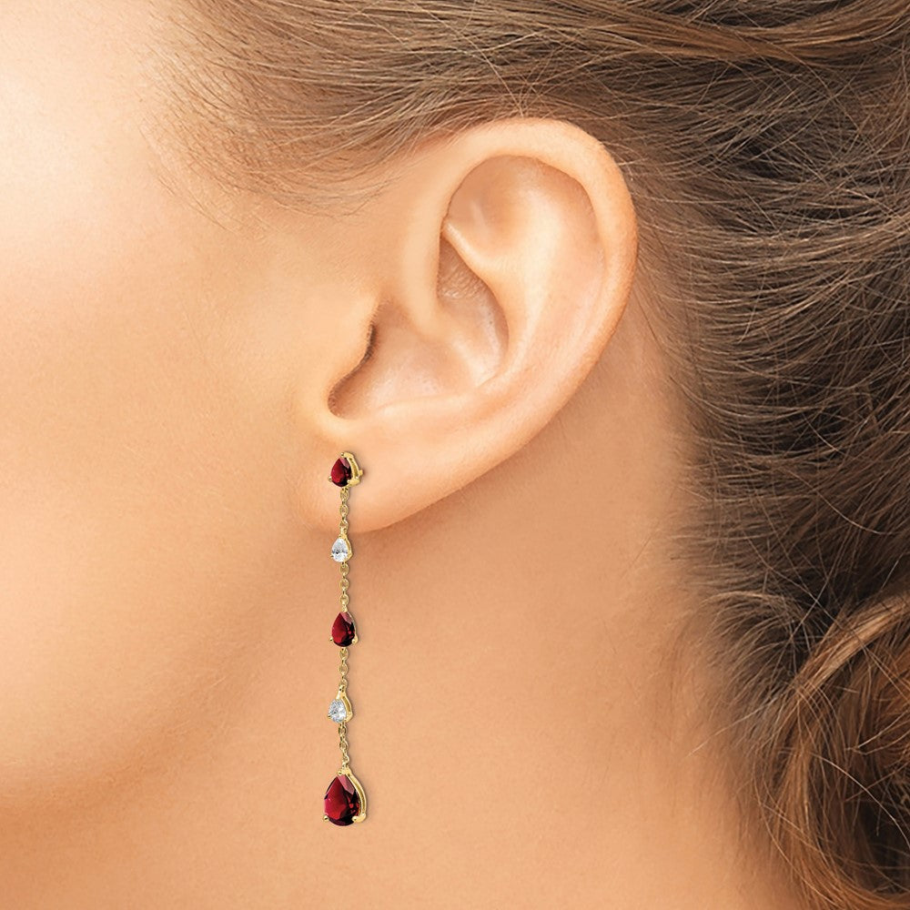 14k Garnet and White Topaz Dangle Earrings