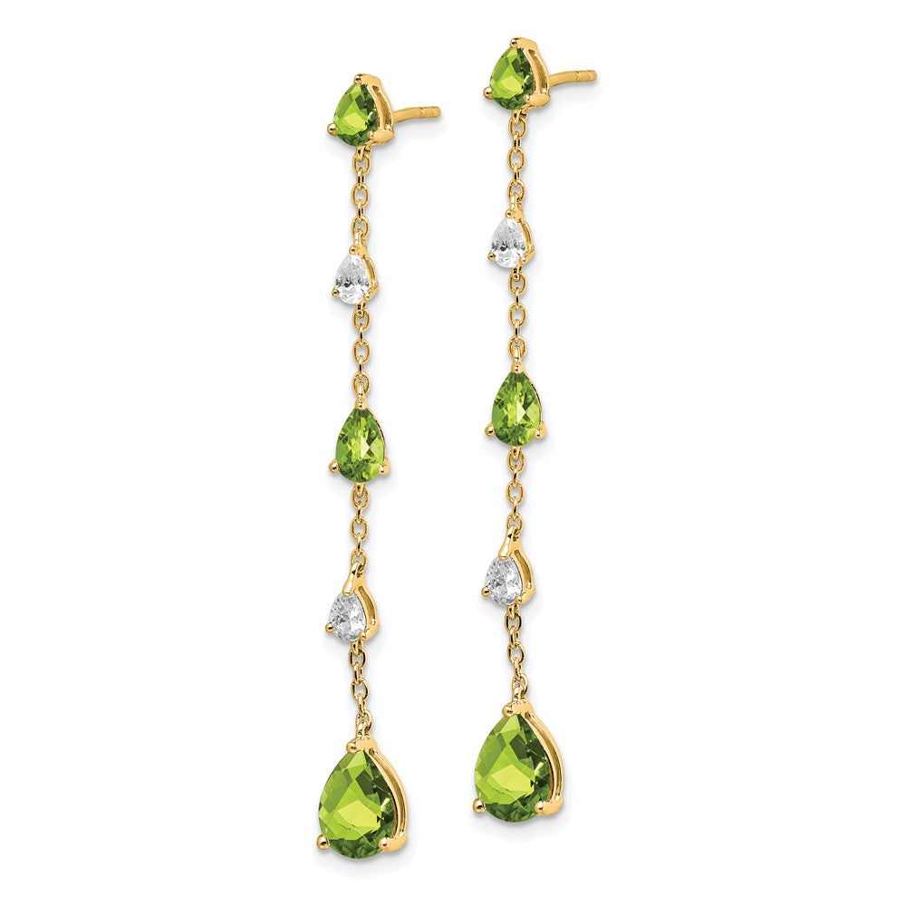 14k Peridot and White Topaz Dangle Earrings