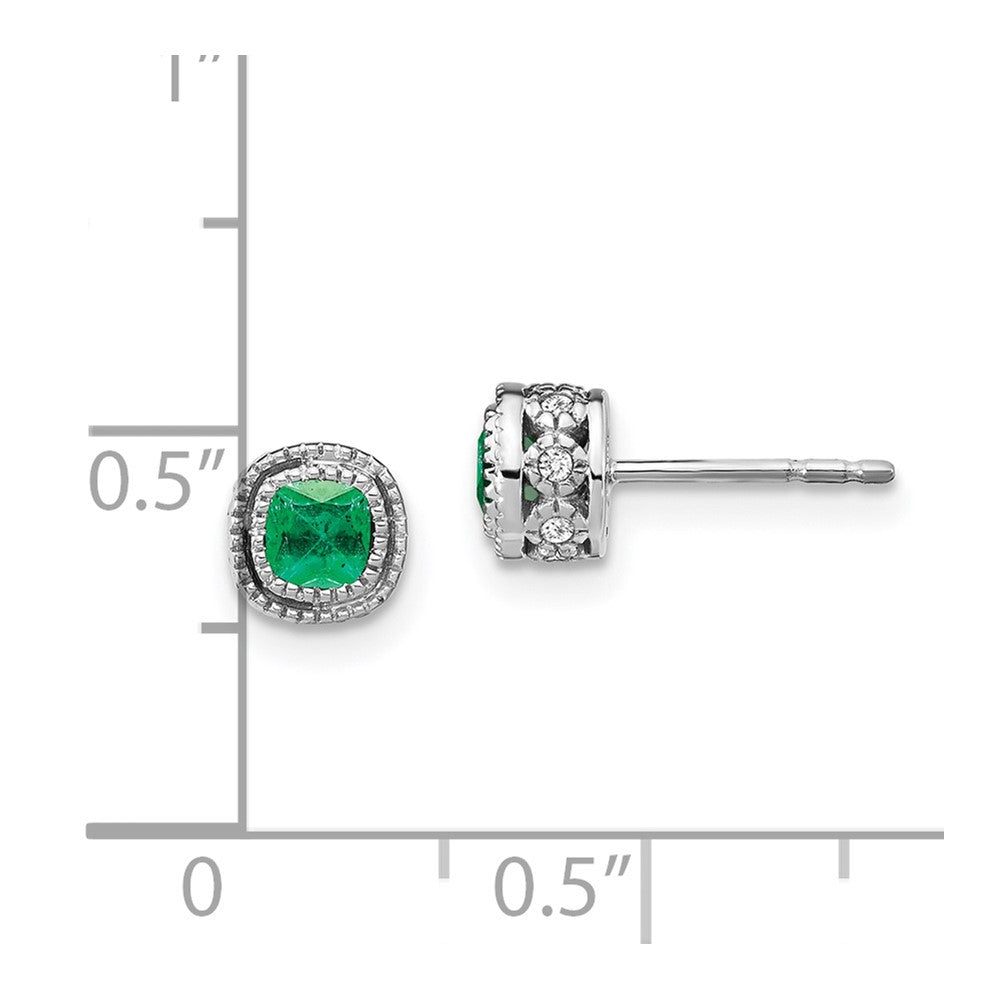 14k White Gold Emerald and Diamond Earrings