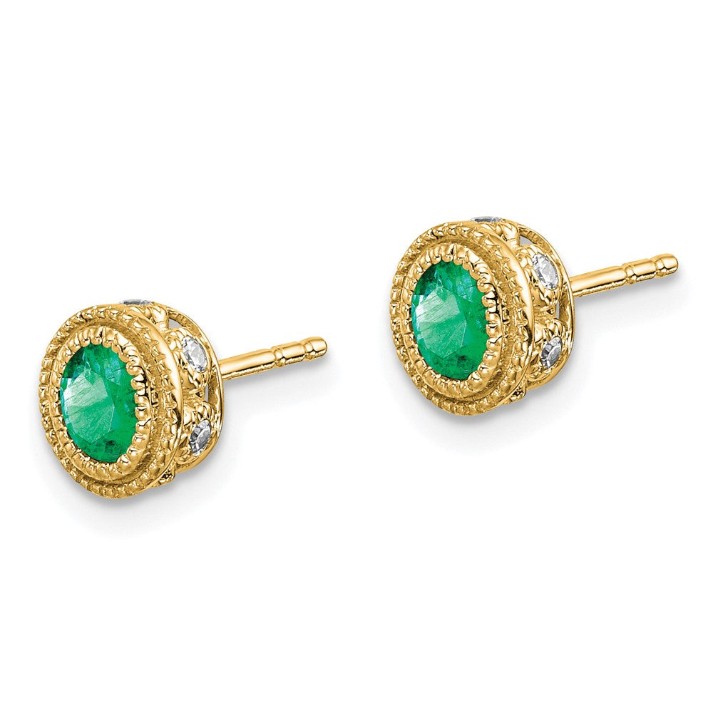 14k Emerald and Diamond Earrings